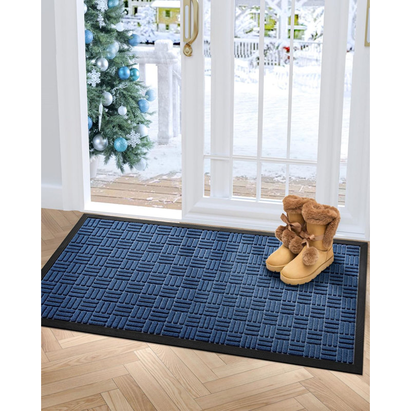 Sharlotte Non-Slip Indoor / Outdoor Doormat, 24" W x 48" L, Blue