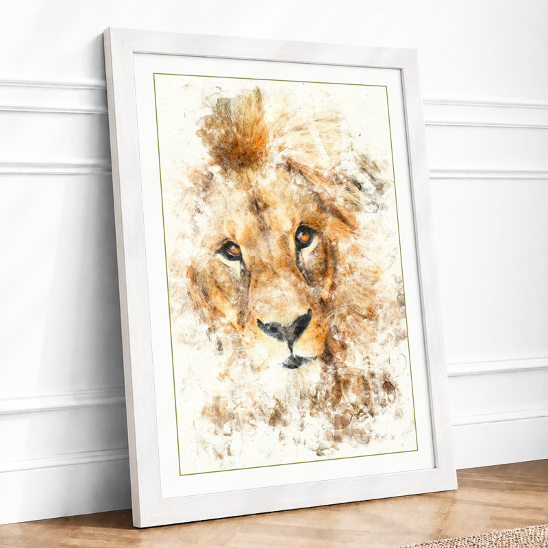 Lion In Watercolour Modern - Print, A4 - 29.7 x 21.0 cm, White