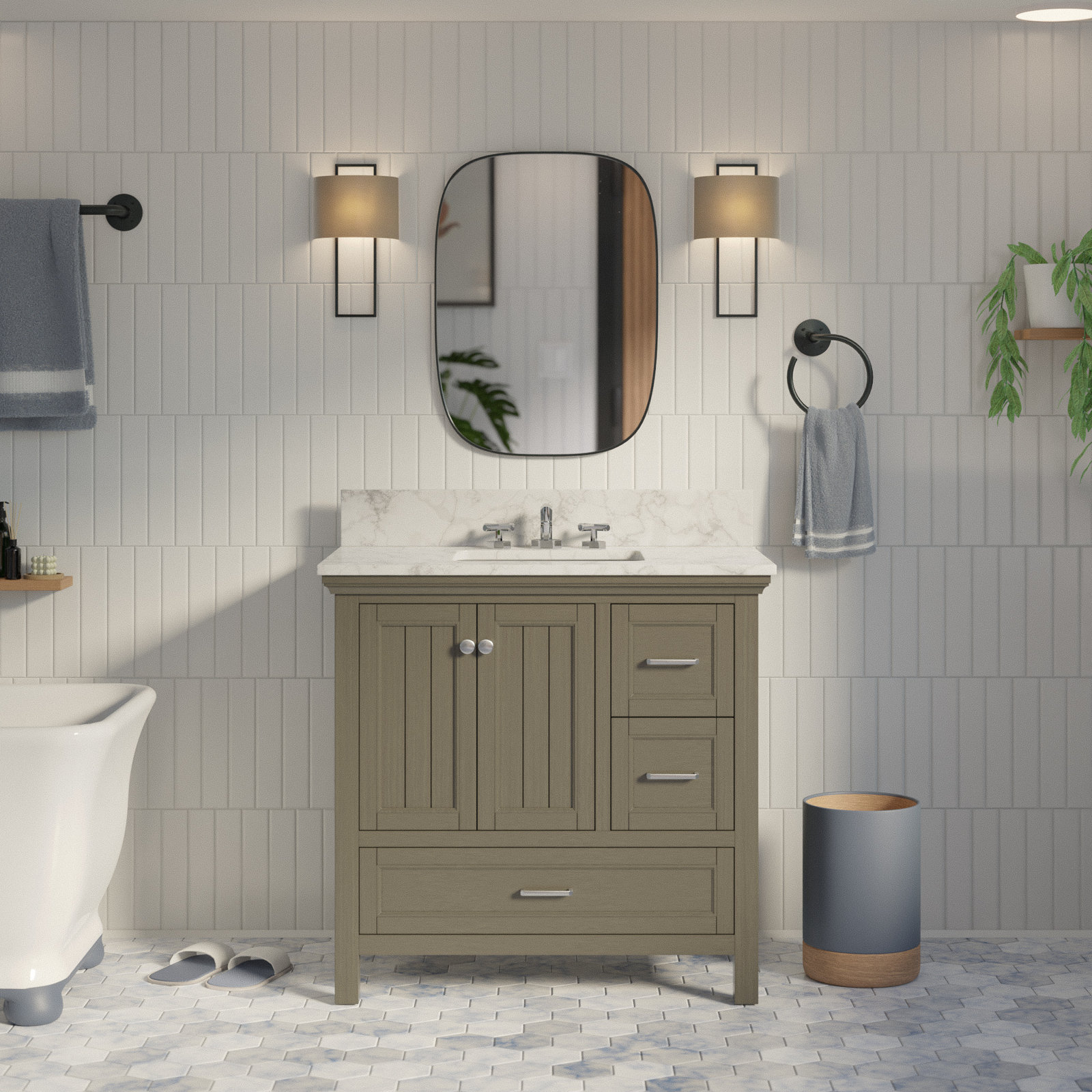 Maven 36'' Single Bathroom Vanity, Weathered Gray