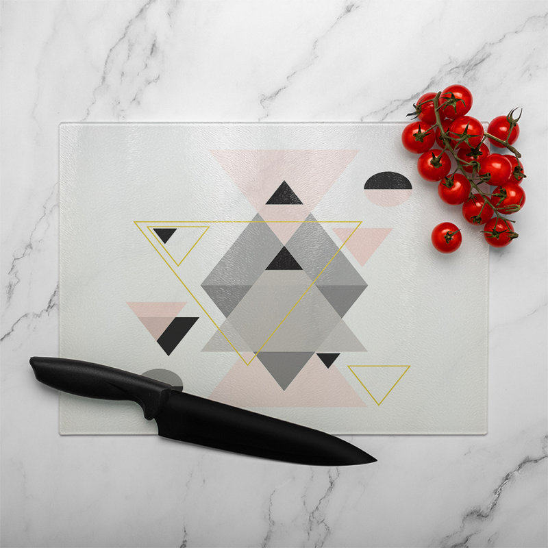 Geometric Triangles Glass Chopping Board, 28cm L x 20cm W