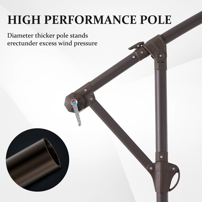 Parasol en porte-à-faux Haque, Tanné, H 98,4 po x l 120 po x P 120 po