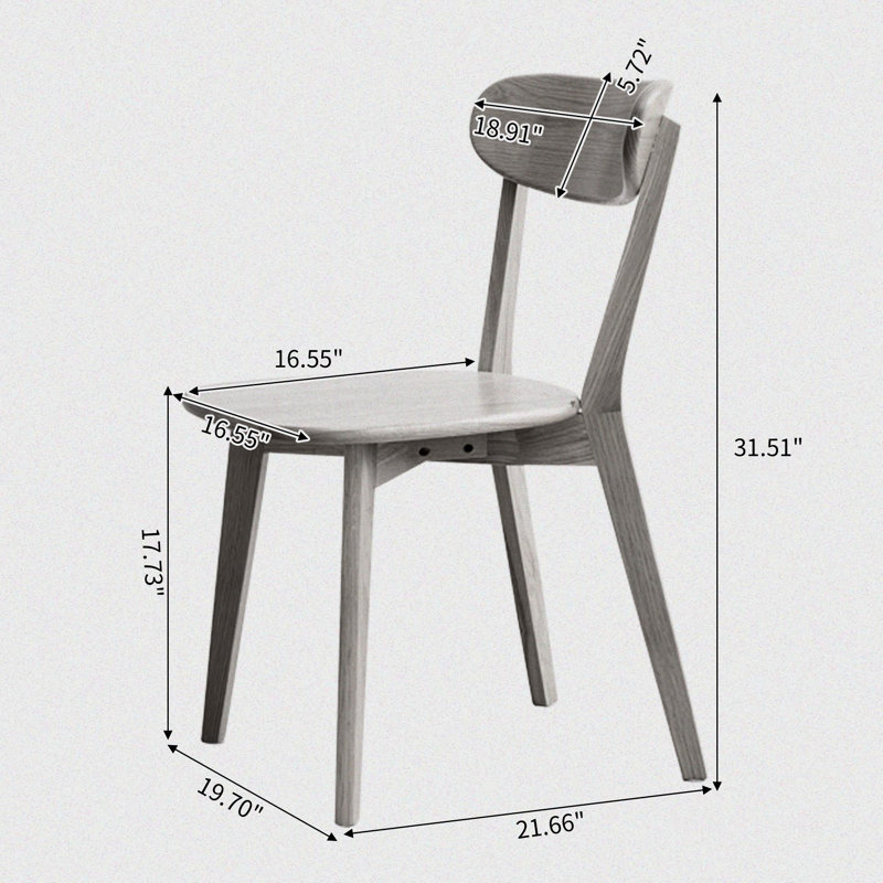 Jadvyga Solid Wood Side Chair Dining Chair, Oak