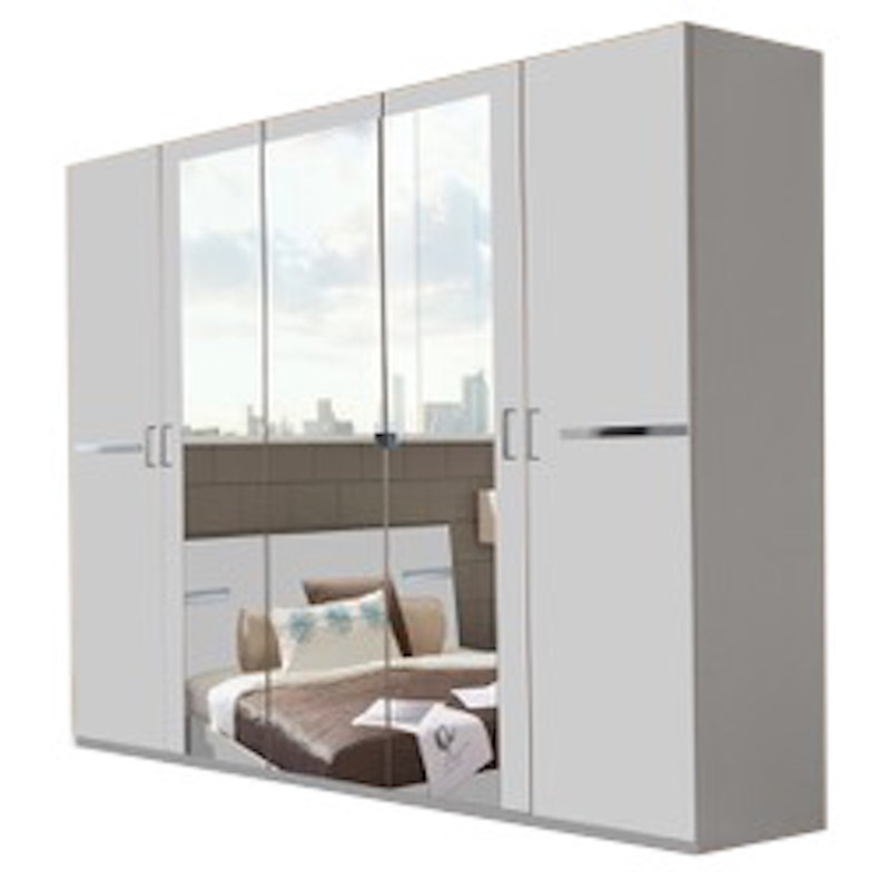 Alivea 5 Door Manufactured Wood Wardrobe, White