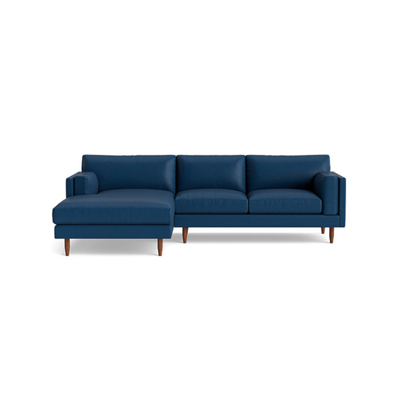 Skinny Fat Chaise Sectional, Left Hand Facing, Leather - Deep Blue