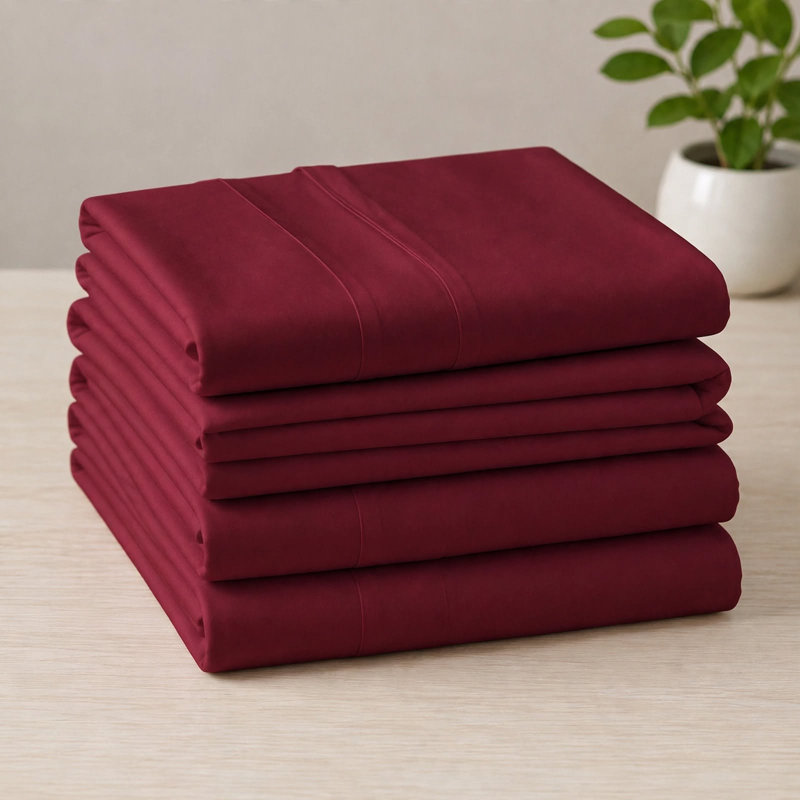6-Piece Premium Deep Pockets Microfiber Sheet Set, California King, Burgundy
