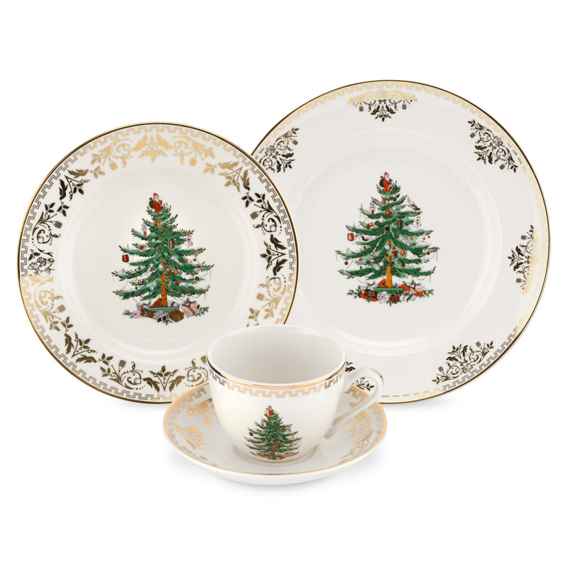 Spode Christmas Tree Gold 4-Pc Place Setting