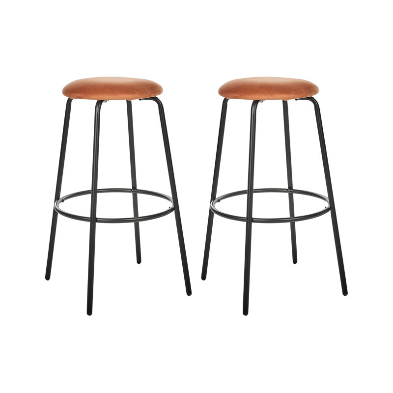 Laplace Upholstered Counter Stool with Metal Frame, Orange 