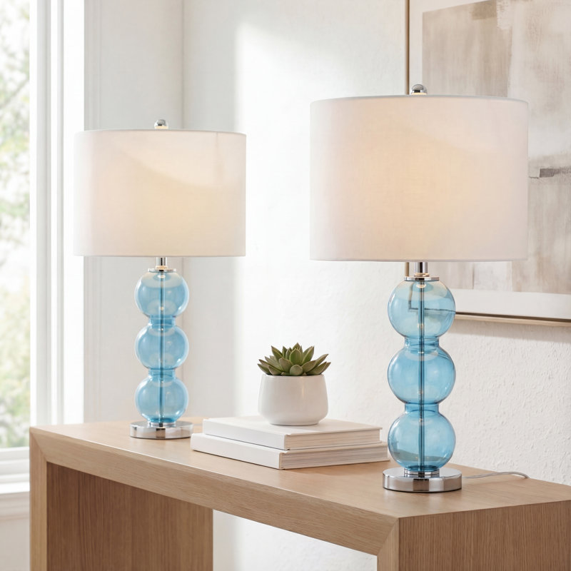 Ensemble de lampe de table 27 po Leaver, Bleu ciel