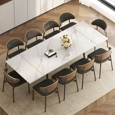 62.9" To 94.4" Sintered Stone Expandable Dining Table Set, Easy To Assemble by Corrigan Studio
