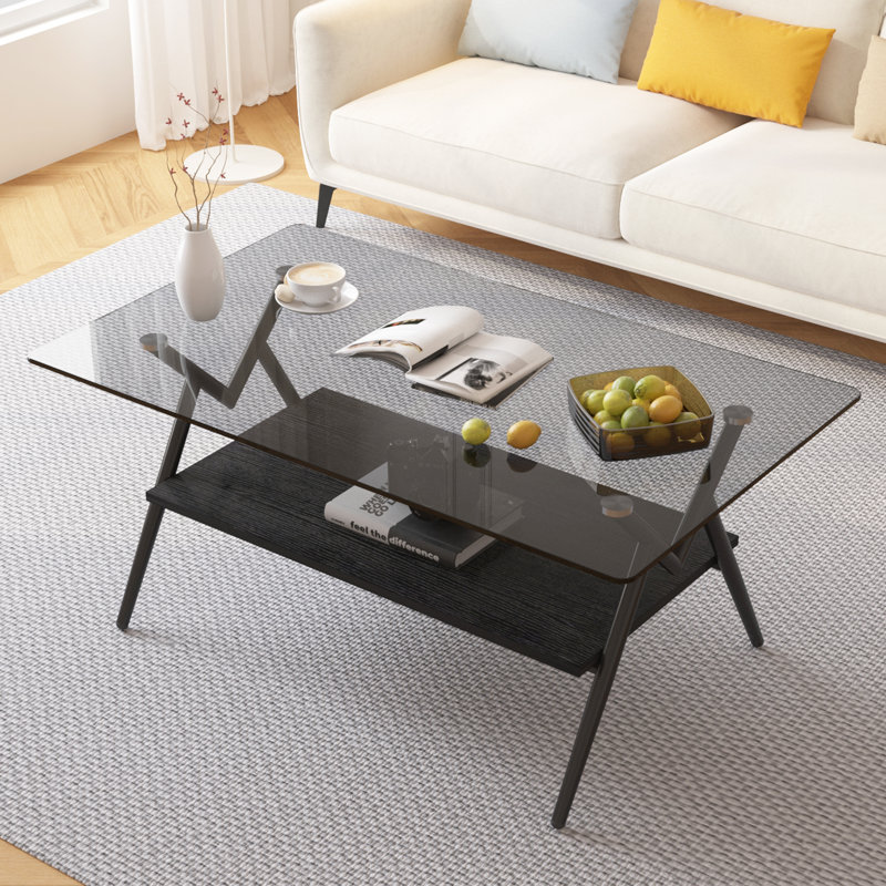 Rectangle Coffee Table, Modern Table, Black, Gray