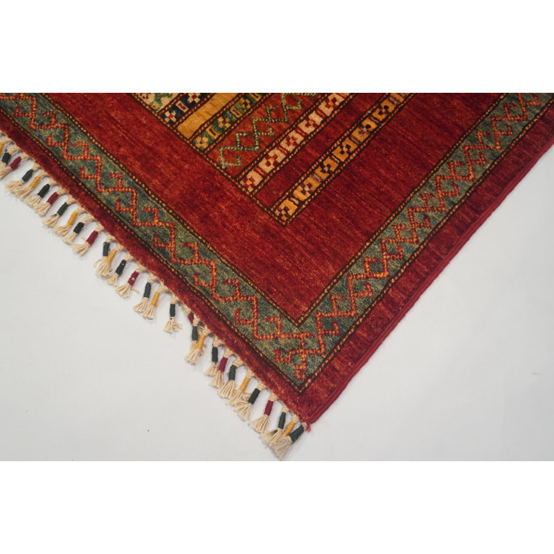 Aryana Wool Striped Area Rug in Red