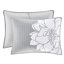Literie 6 pièces, gris / pêche, double / grand, tissu de coton imprimé, chaleur réversible, coussins décoratifs élégants gris / pêche, réversible, floral, rembourrage chaud, 3 pièces-122457106-122457107