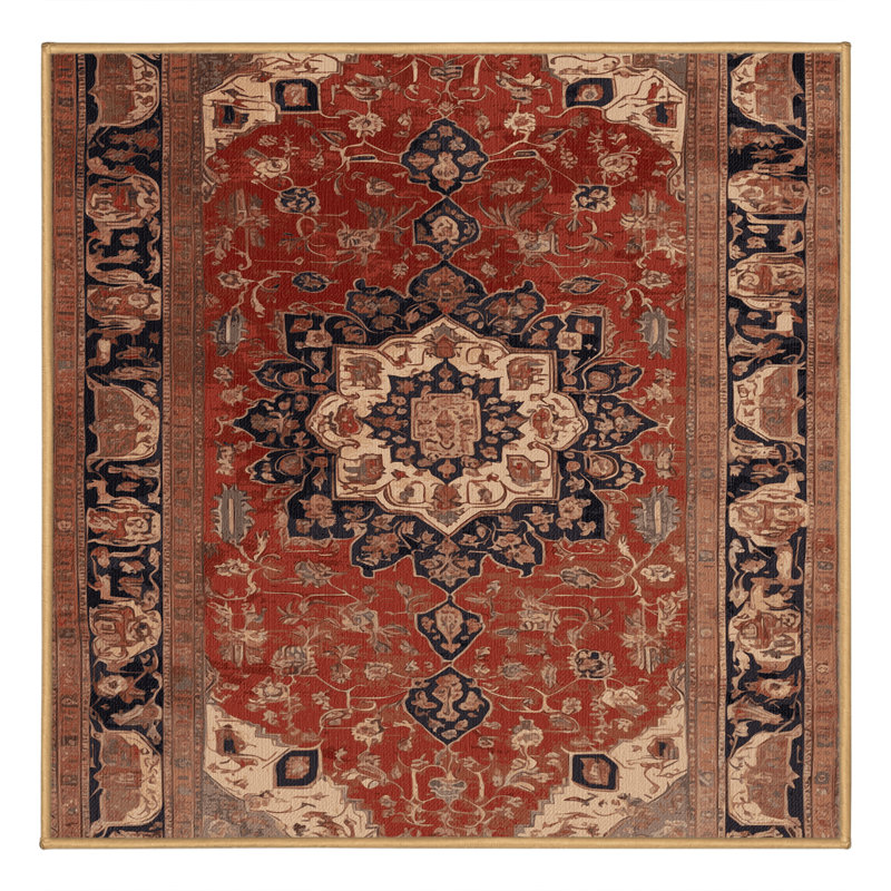 Machine Washable Persian Brown Area Rug, Square 6'