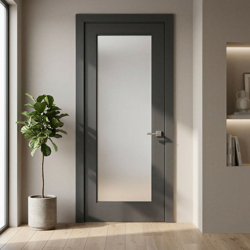 Portes Milette - Porte Cadre avec Apprêt | 1 verre Blanc Satiné | Porte intérieure |  Fait au Canada, 24 po x 80 po