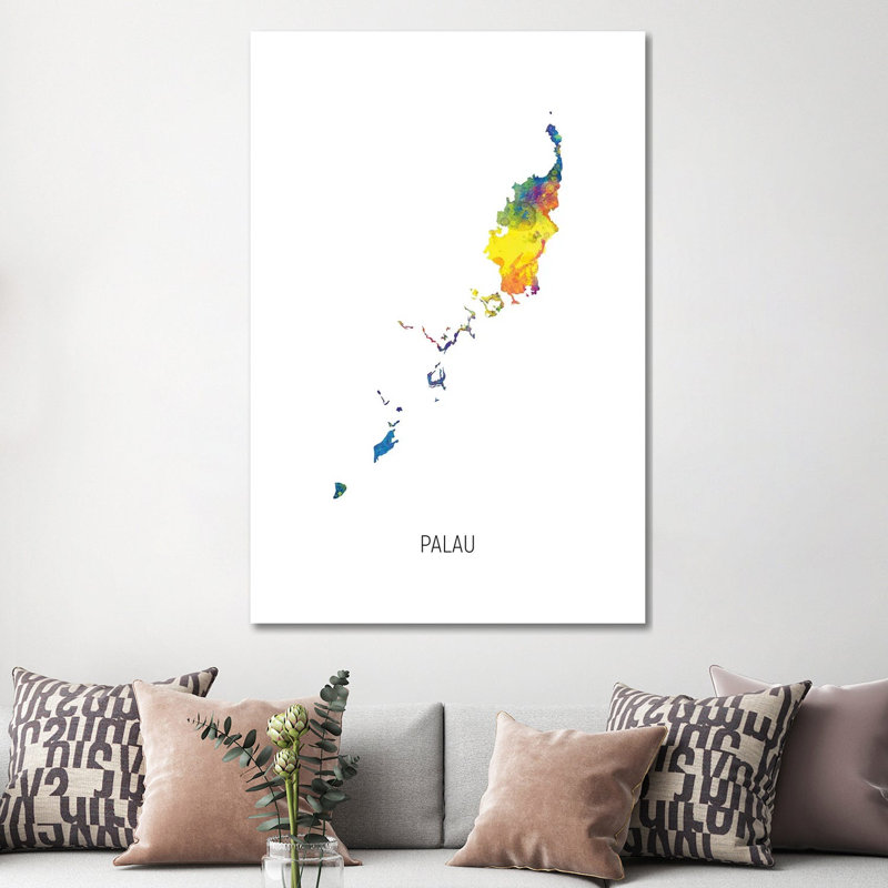 Palau Map by Michael Tompsett - Wrapped Canvas Print, 152.5 cm H x 101.5 cm W