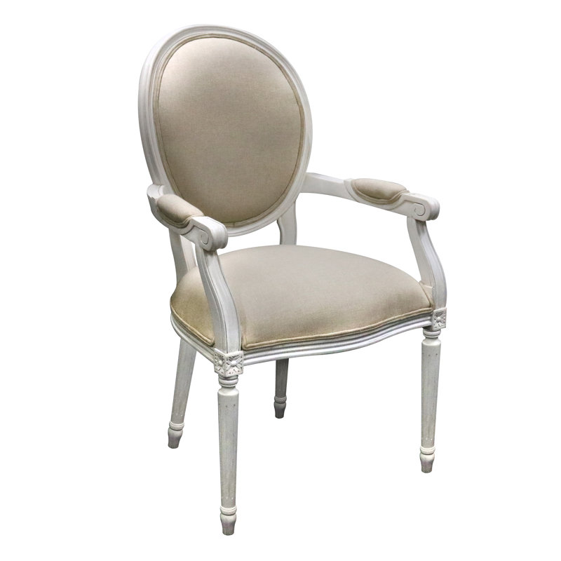Chaise Louis Louis, Polyester beige, Blanc