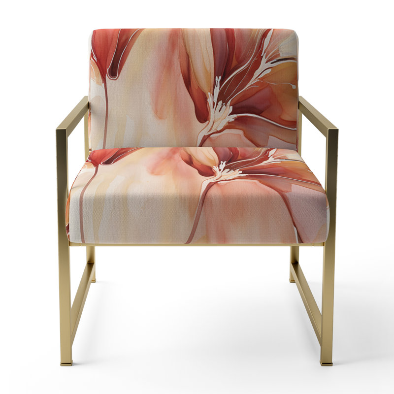 Chaise d'appoint rembourrée Peach Petal Dance, Doré