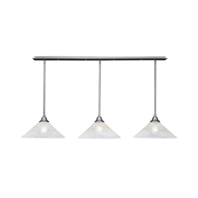 Luminaire suspendu linéaire sur pied 3 lumières avec verre à glace doré de 16 po