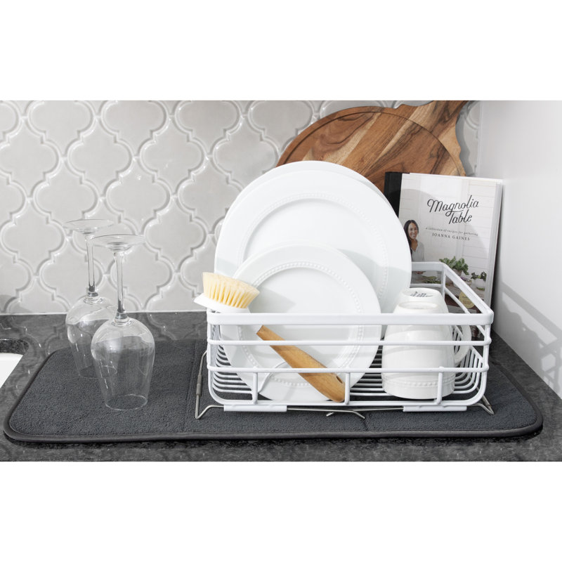 Pebble Gray Foldable Microfiber Dish Drying Mat Set