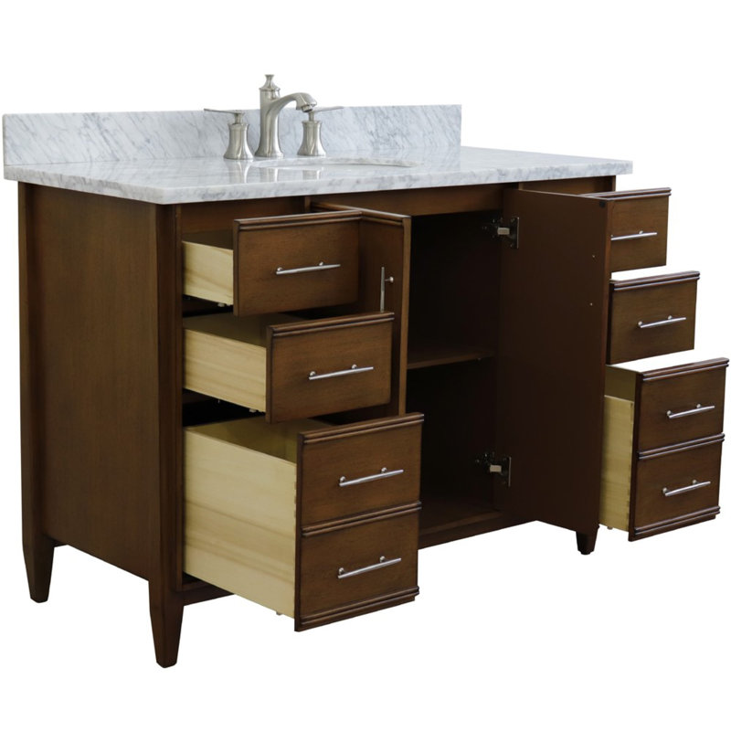 Cherelle 49'' Single Bathroom Vanity with Top, White Carrara