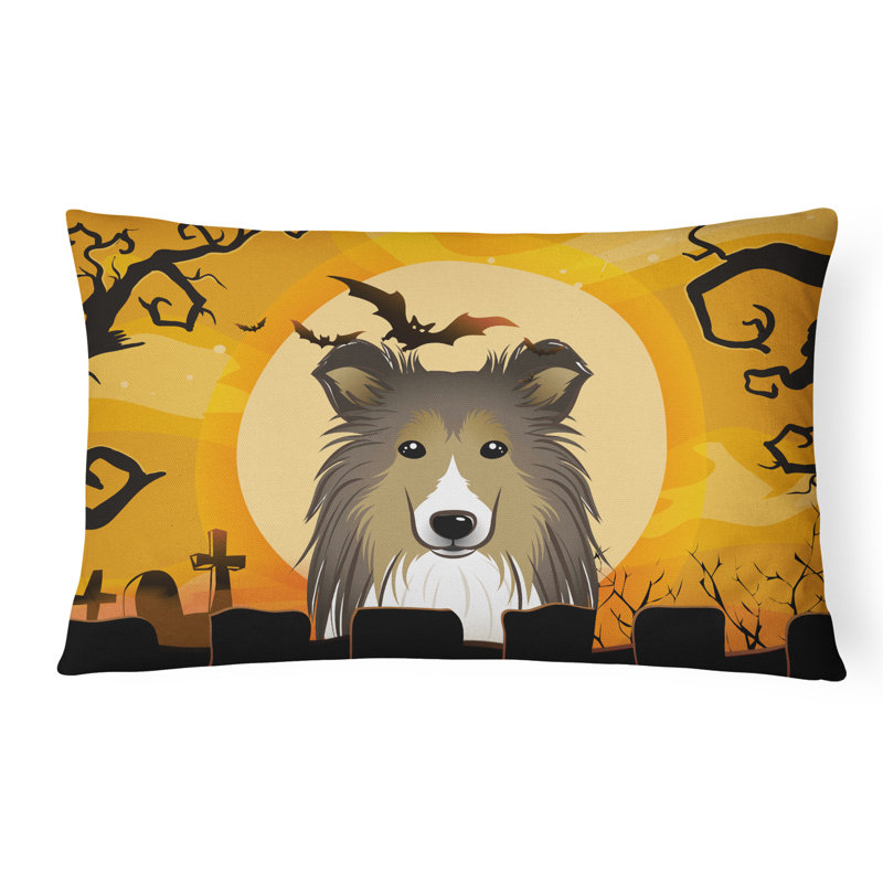 Coussin intérieur / extérieur Halloween en tissu Sheltie
