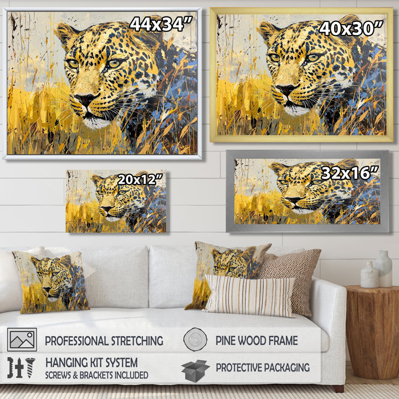 «African Beauty Leopard In Savanah», reproduction d'art léopard, H 24 po x l 32 po, Noir