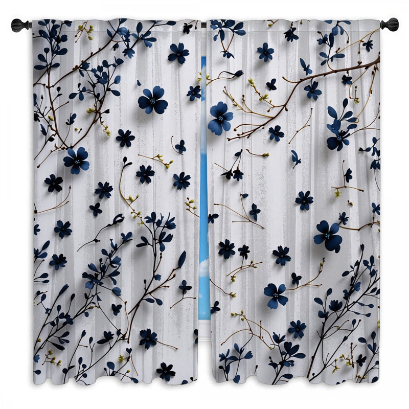 Rideaux de fenêtre à motif floral obscurcissant et obscurcissant - 2 panneaux, 20in x 80in - 2 panels, Transparent
