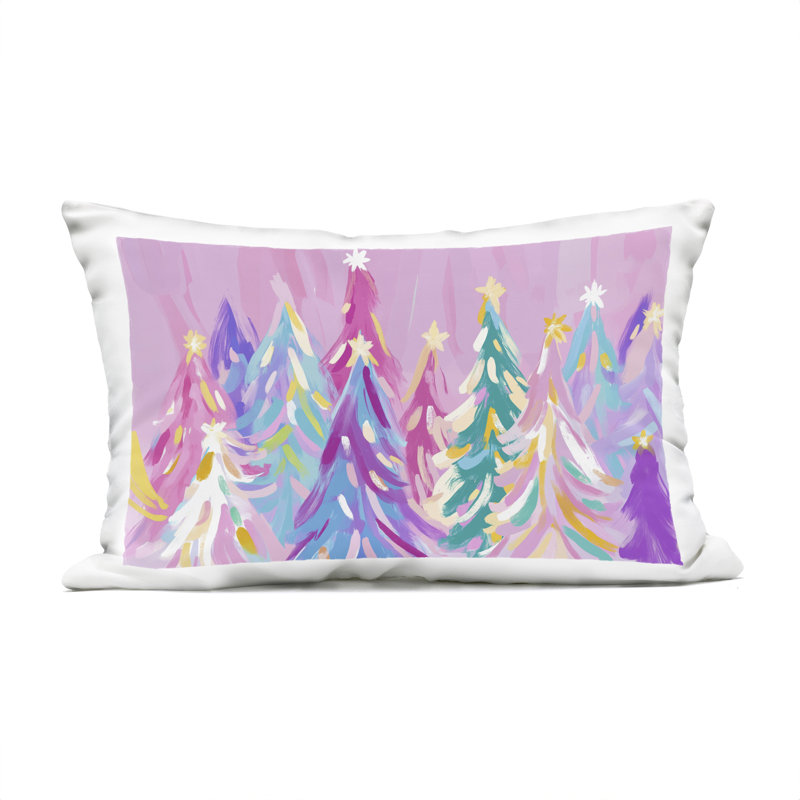 Coussin d'extérieur Pastel Christmas Trees Abstraction Design par Arlington Prints