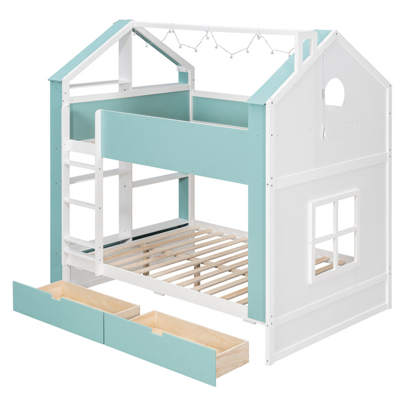 Lits superposés gain d'espace avec rangement, en bois MDF, pour chambre à coucher moderne, Blue