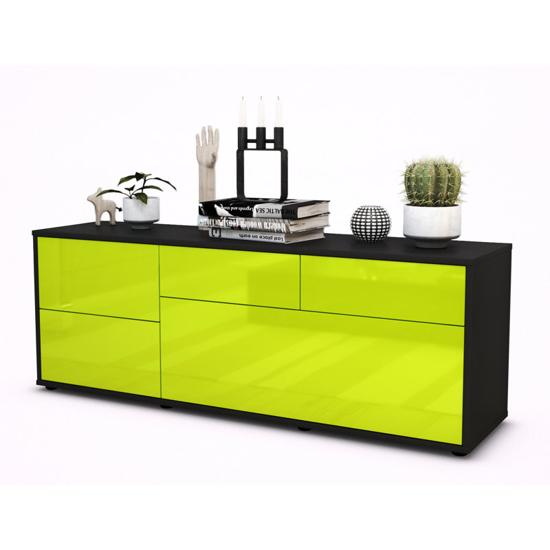 Yeates TV Stand for TVs up to 60", High-gloss Green / Matte Anthracite