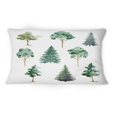 Eucalyptus Pine Fir Linden Olive Tree Collection - Traditional Printed Throw Pillow 12" x 20"