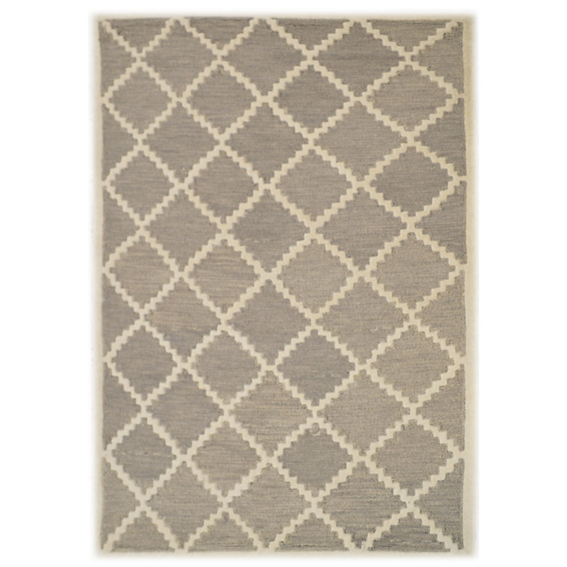 Romantic Geometric Wool Hand Woven Area Rug, Rectangle 122 x 183cm