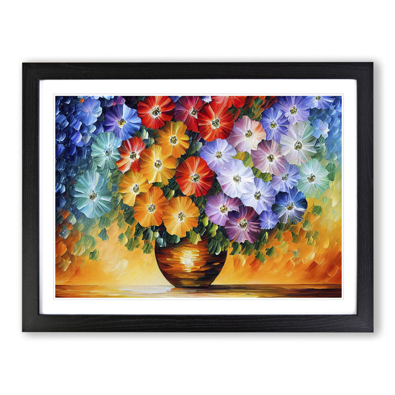 Assorted Flower Bouquet Vol.3 - Single Picture Frame Print, Black, 46cm H x 64cm W