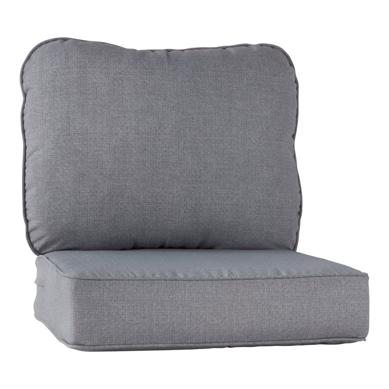 Outdoor 2-Piece Deep Seat Cushion Set, Heather Gray