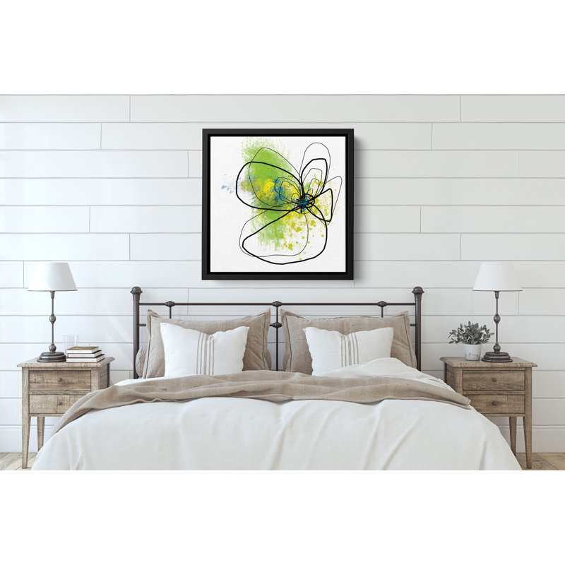 «Citron Petals» par Jan Weiss, reproduction d'art sur toile Green Floral Abstract, H 14 po x l 14 po