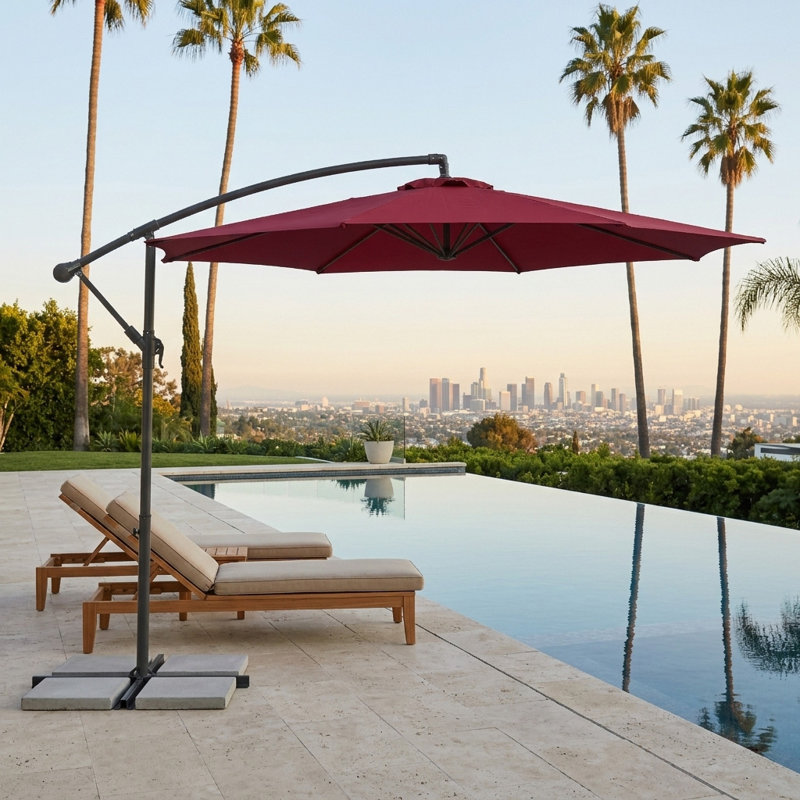 Parasol en porte-à-faux 9 pi 6 po Akosha, Vin rouge