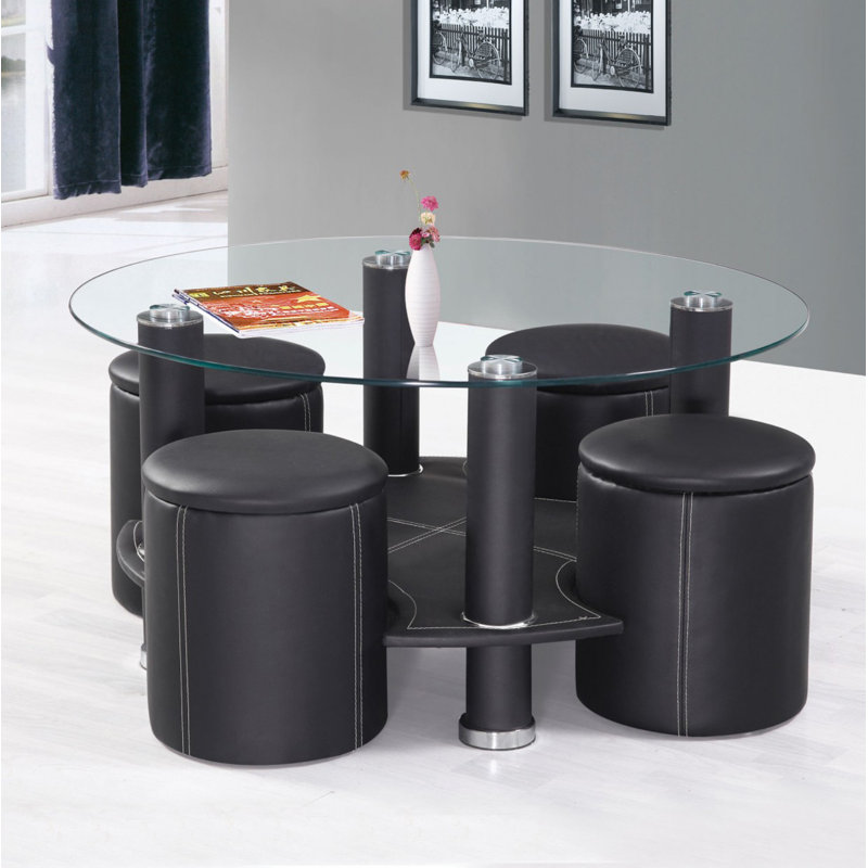 Ensemble de tables basses 5 pièces Rutha, Noir