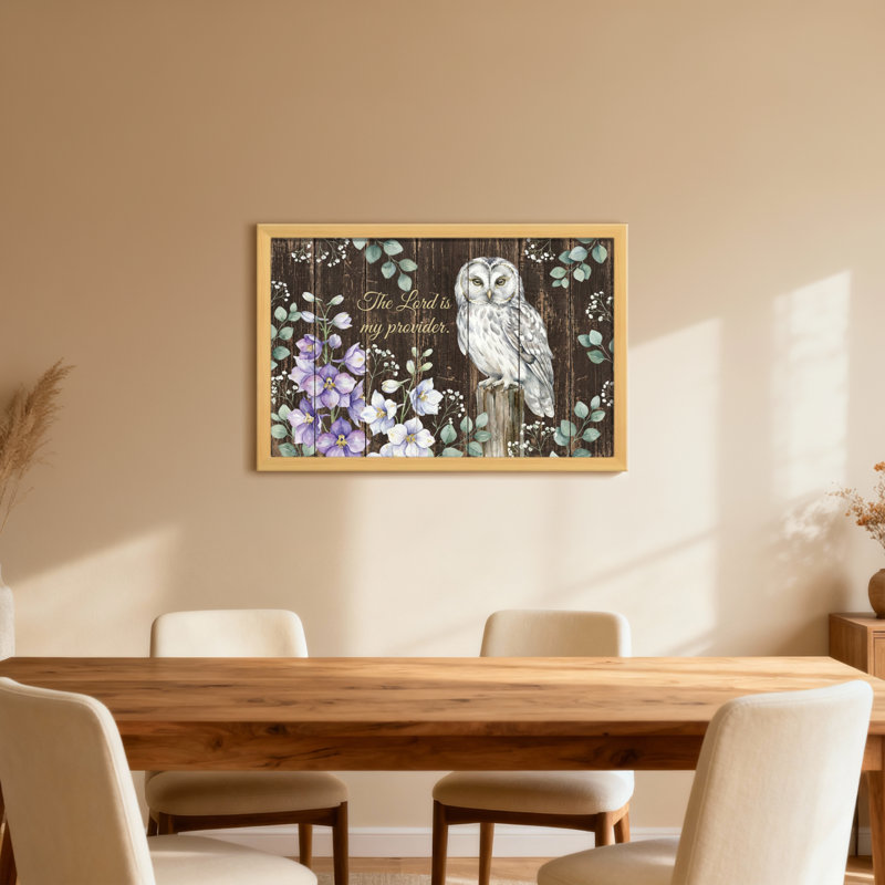 Chouette, fleurs, fond en bois, écriture, H 12 po x l 18 po, Toile tendue, Ne s’applique pas