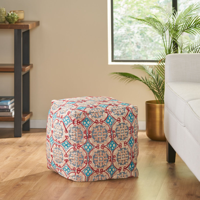 Pouf carré géométrique 16 po