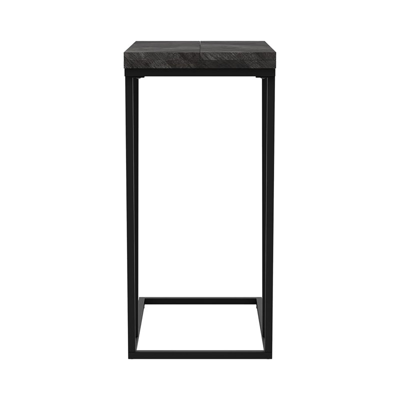 Table d'appoint rustique gris avec base en métal et décoration rétro pour les pieds