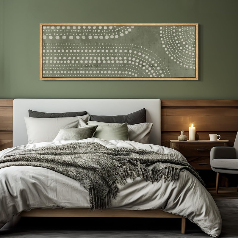 Impression sur toile encadrée matricielle abstraite Mid Mid Century, H 20 po x l 60 po, Naturel