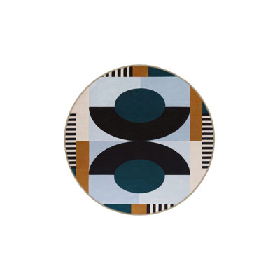 Machine Washable Art Pattern Decorative Woven Base Rug