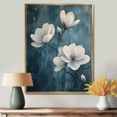 Behan Magnolia Blooms In Saffire Winter Impressionist II - Magnolias, impression sur toile