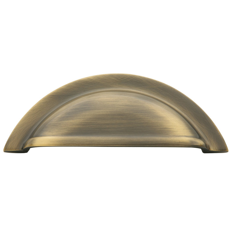 4" Center to Center Cup/Bin Pull, Satin Brass & Black