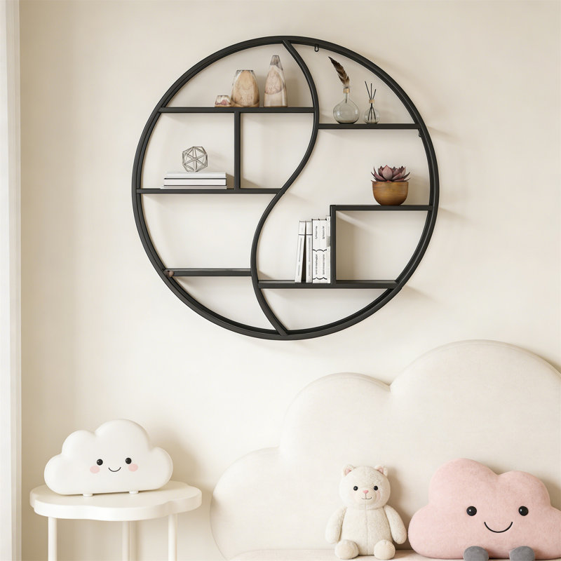 Metal Wall Shelf With Wood, Black
