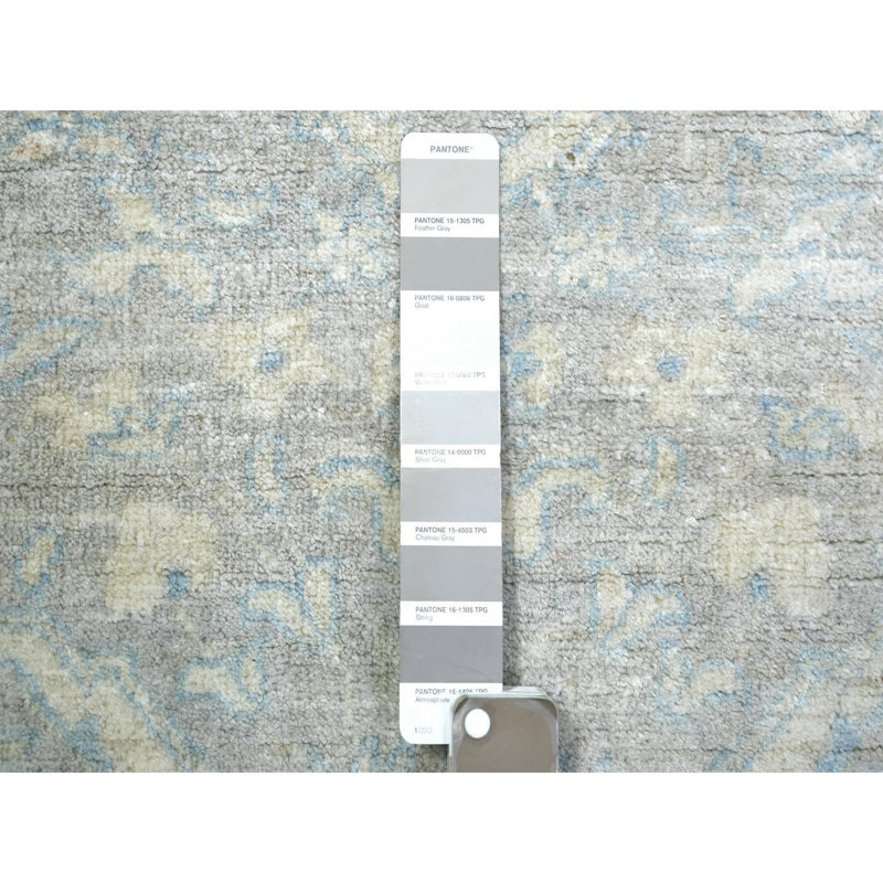 Tapis noué à la main 3 pi x 5 pi gris pur en laine Peshawar