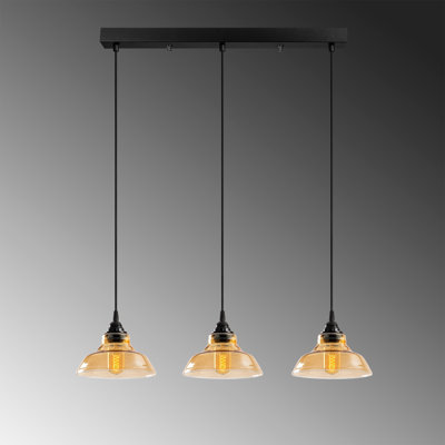 Elegant Scandinavian Chandelier, 28.3 x 28.3 inches | Height: 42.5 inches, Metal Body, 3 x E27 Max 40W | Stylish Black Finish, Perfect for Modern Dining Rooms & Living Spaces, IP20 Rated for Indoor Use