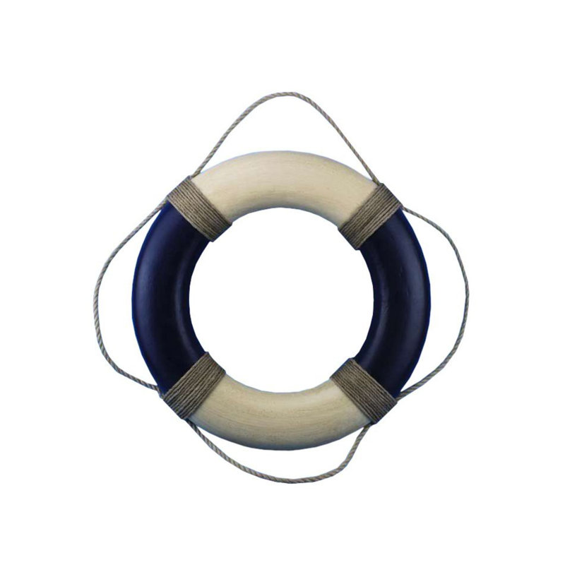 D2coration murale bouée de sauvetage Antique, Bleu/Blanc, H 10 po x l 10 po x P 1,5 po