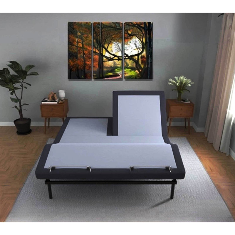 Bt3000 Flex Head King Adjustable Bed Base With And Foot Adjustment, Wireless Remote Control, 2 Ports, , 3 Preset Positions, Massage, Led Underbed , Battery Box, 31 Legs
