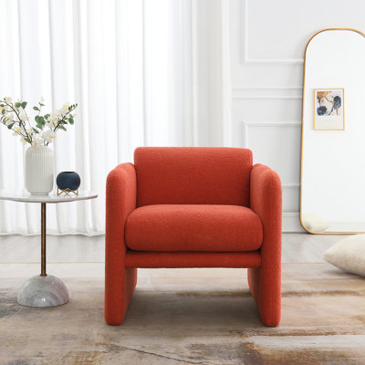 Fauteuil avec accoudoirs ondulés, décoration en métal sur les deux accoudoirs latéraux, fauteuil d'appoint pour espace de vie principal, salon, chambre à coucher, tissu en peluche